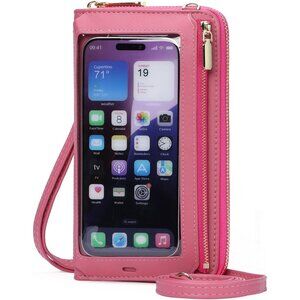 Women Fuchsia Phone Purse Crossbody Bags for Small Travel Wallet Touch Screen